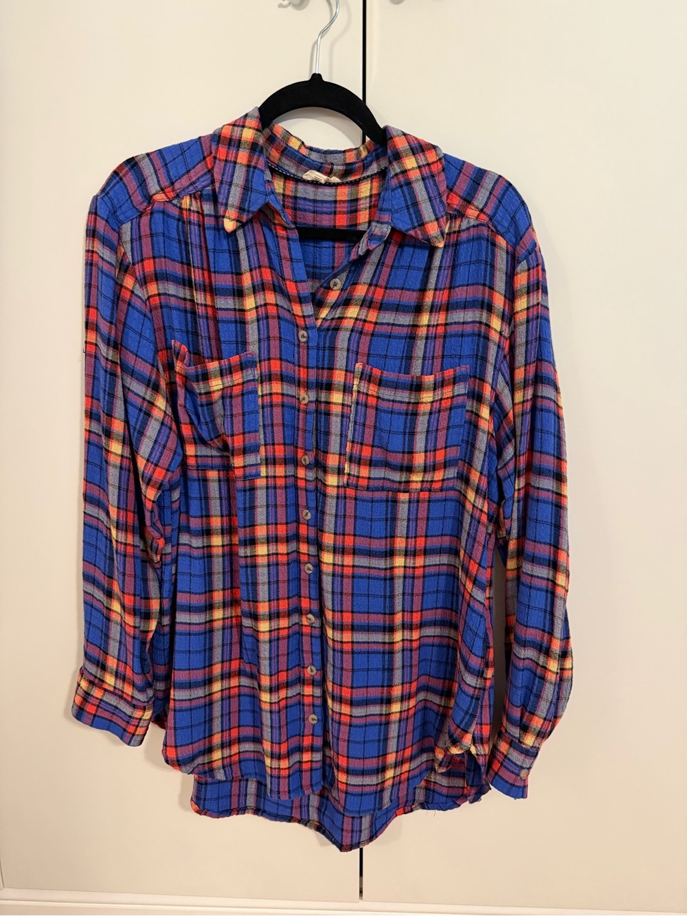 Anthropologie Pilcro Hadley Relaxed Button Down Shirt - Blue Plaid